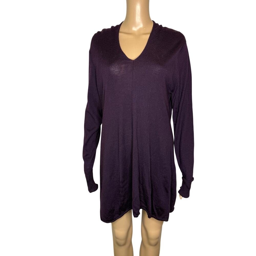 Women's XL Kinross Merino Wool/Silk Blend Purple Thin Knit Tunic Sweater